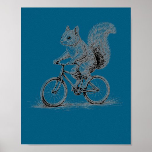 自転車に乗るリスの面白い動物、バイクを漕ぐ ポスター (正面)