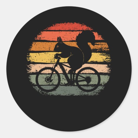 自転車に乗るリスヴィンテージ ラウンドシール (正面)