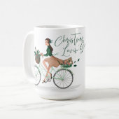 自転車に乗るワテロールクリスマスロヴィンの女の子 コーヒーマグカップ (正面左)