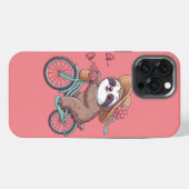 自転車に乗る冒険ナマケモノ かわいいバイクツーリング iPhoneケース (裏面横)
