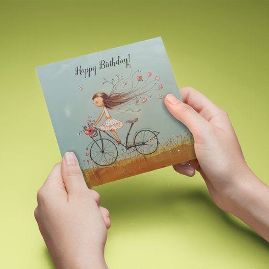 自転車に乗る女の子、カスタマイズ可能 シーズンカード