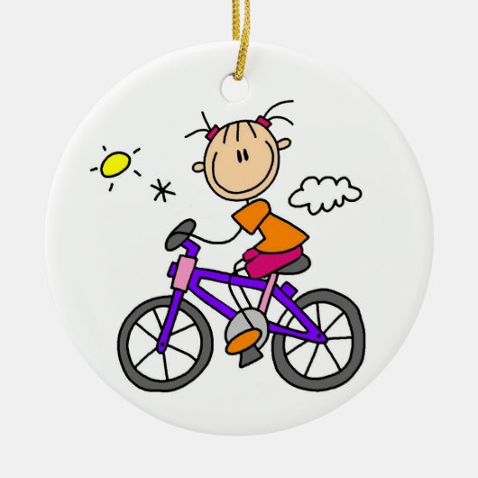 自転車に乗る女の子 セラミックオーナメント (正面)