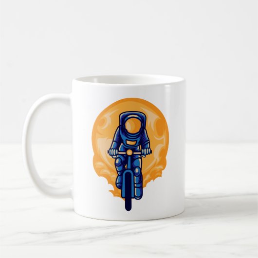 自転車に乗る宇宙飛行士 コーヒーマグカップ (左)