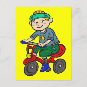 自転車に乗る少年 ポストカード