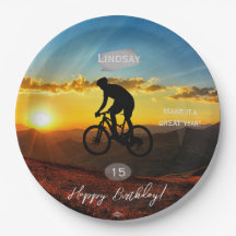自転車に乗る少年 誕生日パーティープレート HAMbyWG