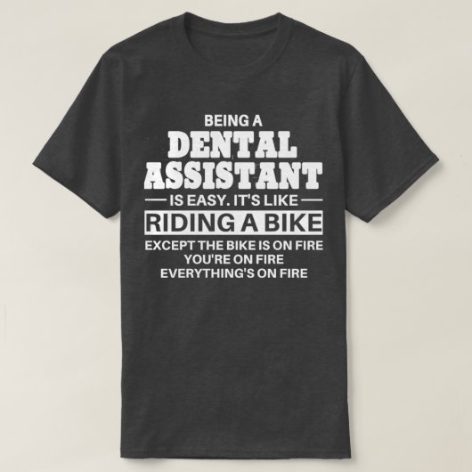 自転車に乗る歯科助手 Tシャツ (デザイン正面)