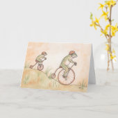 自転車に乗る父の日のカード カード (黄色い花)