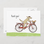 自転車に乗る犬とリス　ユーモアあふれるカスタム感謝 ポストカード (正面/裏面)