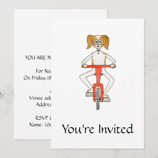 自転車に乗る犬。 招待状 (正面/裏面)