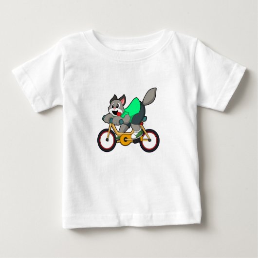 自転車に乗る猫 ベビーTシャツ (正面)
