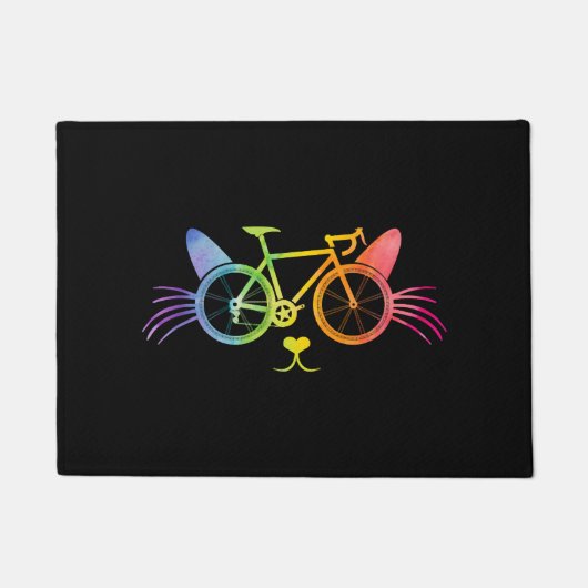 自転車に乗る猫 LGBT ドアマット (正面)