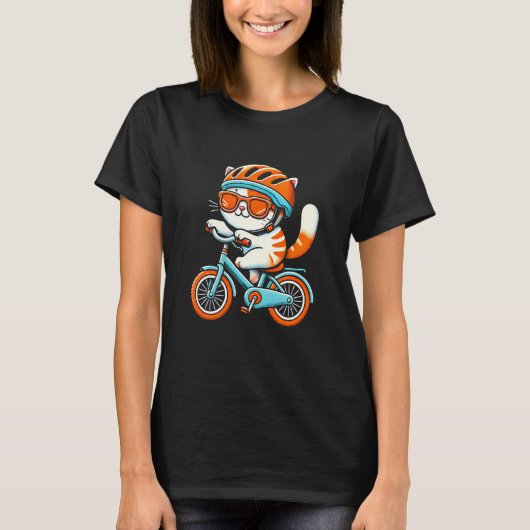 自転車に乗る猫 Tシャツ (正面)