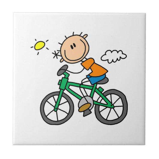 自転車に乗る男性 タイル (正面)