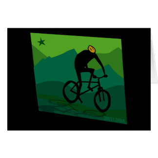 自転車に乗る緑の丘陵カード