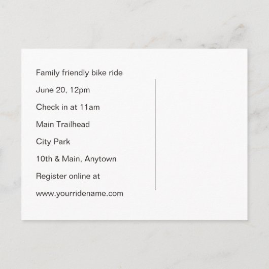 自転車に乗る自転車のイベント インビテーションポストカード (裏面)