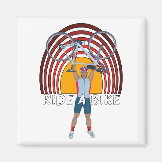 自転車に乗る マグネット (正面)