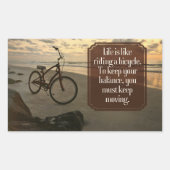 「自転車に乗る」感動的引用文 長方形シール (正面)