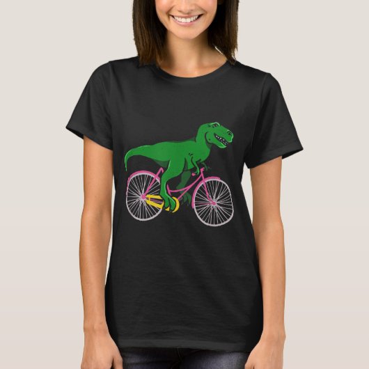 自転車に乗るTレックス- Trex おもしろい Dinosaur Bicycle Tシャツ (正面)