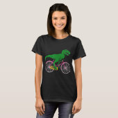 自転車に乗るTレックス- Trex おもしろい Dinosaur Bicycle Tシャツ (正面フル)