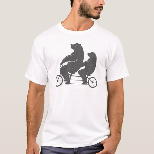 自転車に付ける熊 Tシャツ (正面)