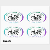 自転車に注意。共有ザロードママチャリスタイル 楕円形シール (シート)