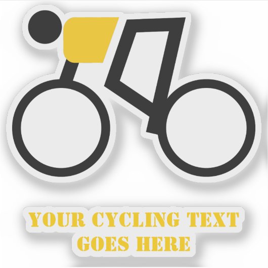 自転車に黒と黄色を乗せた自転車乗り シール (正面)