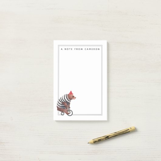 自転車のおもしろいくまは|あなたの名前を加えます ポストイット (デスク上)