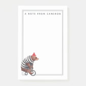 自転車のおもしろいくまは|あなたの名前を加えます ポストイット (正面)