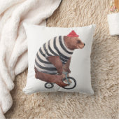 自転車のおもしろいくま クッション (ブランケット)