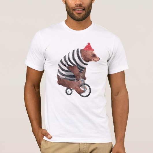 自転車のおもしろいくま Tシャツ (正面)