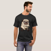 自転車のおもしろい三輪車のバランスバイクのパグ犬 Tシャツ (正面フル)