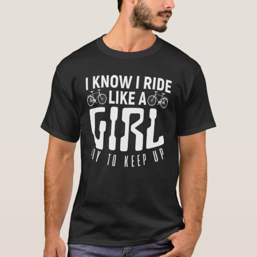自転車のおもしろい乗り手が冗談を言う Tシャツ (正面)