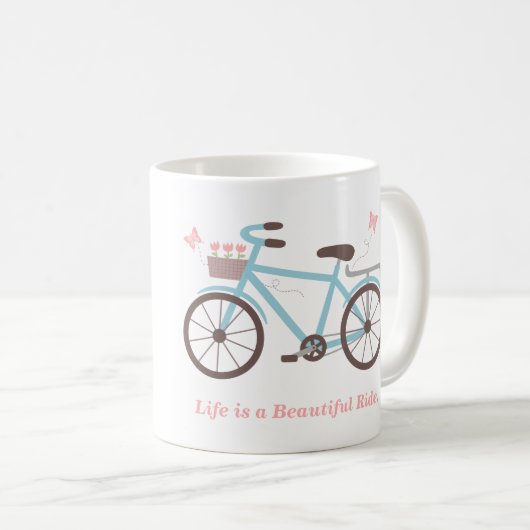 自転車のことわざの生命は美しい乗車です コーヒーマグカップ (正面右)