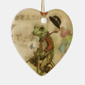 自転車のオーナメントのヴィンテージのメリークリスマスのカエル セラミックオーナメント (右)