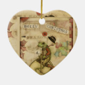 自転車のオーナメントのヴィンテージのメリークリスマスのカエル セラミックオーナメント (裏面)