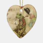 自転車のオーナメントのヴィンテージのメリークリスマスのカエル セラミックオーナメント (左)