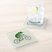 自転車のカエル ガラスコースター (アングル)