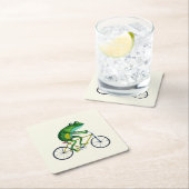 自転車のカエル スクエアペーパーコースター (インサイチュ)