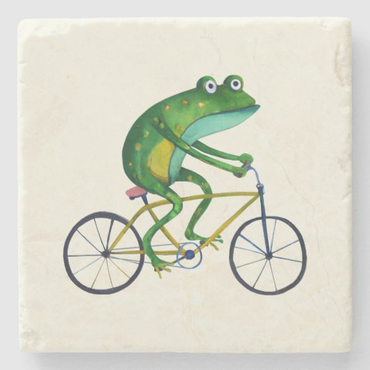自転車のカエル ストーンコースター (正面)