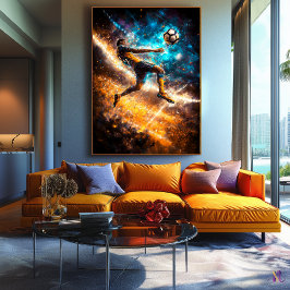 自転車のキック伝説 – ダイナミックなスポーツアート – サッカー キャンバスプリント