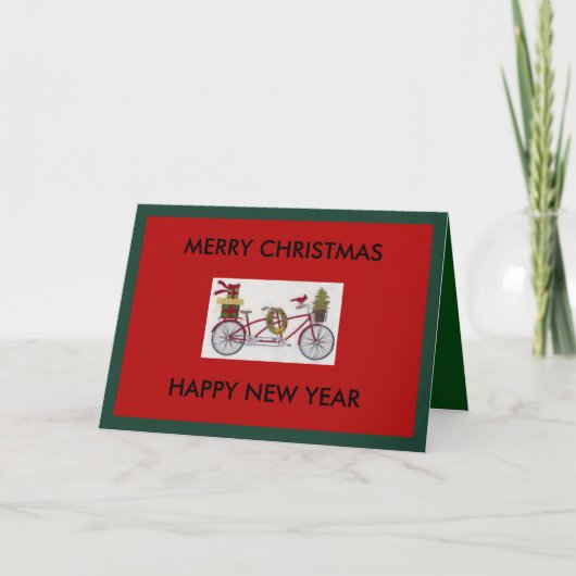 自転車のクリスマスおよび年賀状 シーズンカード (正面)