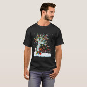 自転車のクリスマス照明ツリーサンタハットバイシクルクリス Tシャツ (正面フル)