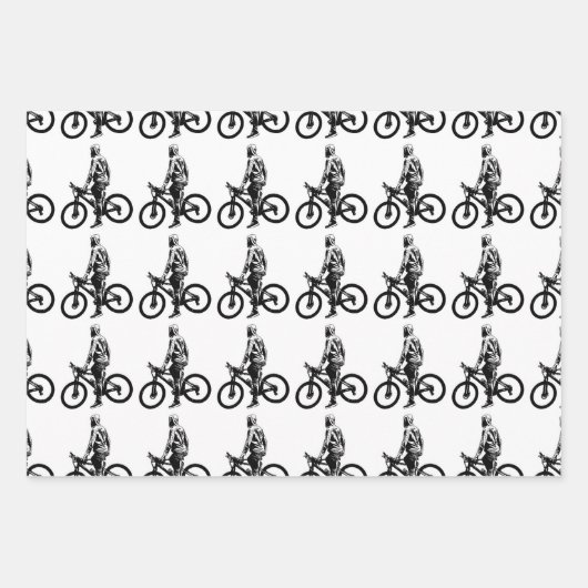 自転車のグラフィックパターンの男性 ラッピングペーパーシート (正面)