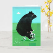 自転車のグリーティングカードに乗る カード (黄色い花)