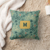 自転車のグリーンモダンパターンに乗ろう クッション (ブランケット)