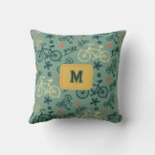 自転車のグリーンモダンパターンに乗ろう クッション (裏面)