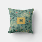 自転車のグリーンモダンパターンに乗ろう クッション (正面)