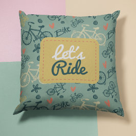 自転車のグリーンモダンパターンに乗ろう クッション