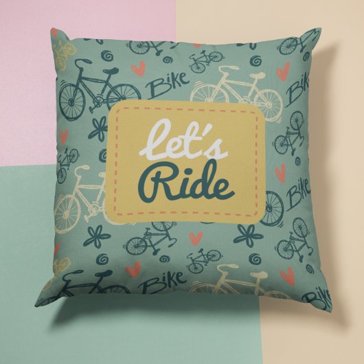 自転車のグリーンモダンパターンに乗ろう クッション