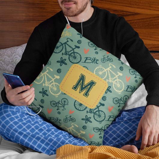 自転車のグリーンモダンパターンに乗ろう クッション